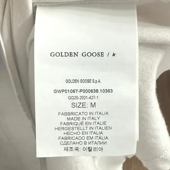 NWOT Golden Goose Distressed Embroidered Logo Patch Crewneck T-Shirt Size Medium - Picture 15 of 16